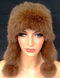 Pelzmütze Fellmütze Mütze Fell Fliegermütze Pelz Kappe Stoff Kanin braun