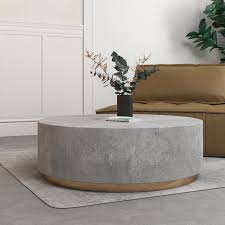 Industrial Coffee Table Round Cement Coffee Table In Light Gray Deep Gray In 2020 Industrial Coffee Table Coffee Table Round Coffee Table