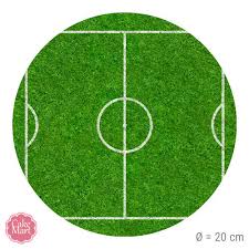 The football field is marked off and opposed to the surrounding world. Tortenaufleger Fussballfeld Rund 20 Cm Meincupcake Shop