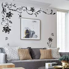 Choose from contactless same day delivery, drive up and more. Buy Supzone Flowers Vine Wall Decals Black Flower Wall Stickers Butterfly Floral Wall Decor Removable Vinyl Diy Home Wall Art Stickers For Bedroom Living Room Sofa Backdrop Tv Wall Decoration Online In