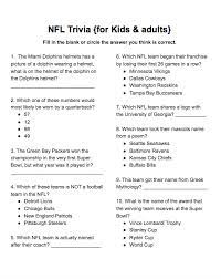 Nfl Trivia For Kids Adults Free Printable Not Year Specific Trivia Football Trivia Football Kids