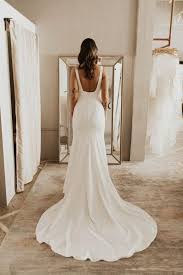 Square Neck Simple Bridal Dresses For Wedding With Sweep Train In 2020 Backless Mermaid Wedding Dresses Simple Bridal Dresses Wedding Dresses