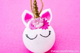 Use the template to cut out white unicorn ears, a pink muzzle and inside ears and a gold horn. Unicorn Ornaments Easy Diy Tutorial The Best Ideas For Kids