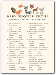 Please click the link to see and print the complete list of baby shower trivia questions and answers. Amazon Com Invitationhouse Woodland Animals Baby Shower Trivia Game Set Of 24 Home Kitchen