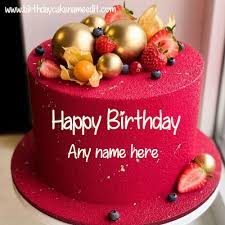 Happy birthday cakes with name and wishes are the exclusive and unique way to wish you friends & family members online. Happy Birthday Red Strawberry Cake With Name Edit
