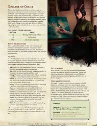 College Of Color A Non Musical Bard For Those Who Prefer The Brush To The Lute Unearthedarcana Bard D D Dungeons And Dragons Dnd Bard