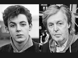 Paul McCartney in 1960 at the age 18 , and then in 2022 at the age 80