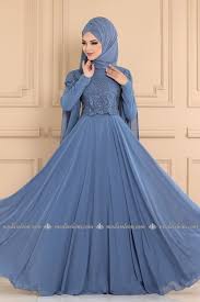 Modaselvim Abiye Kolu Pelerinli Tesettur Abiye 2051pn204 Mavi Elbiseler The Dress Mavi Gelinlik