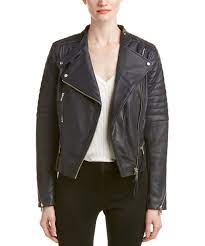 Andrew Marc Ryan Leather Moto Jacket In Blue Modesens Leather Moto Jacket Jackets Moto Jacket