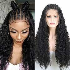 Ebay Sponsored Cornrow Braids Curly Hair Wig Lace Front Box Braided Wigs Synthetic Curly Hair Synthetic Curly Hair Braids Wig Lace Front Wigs