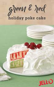 Poke cakes have been making a resurgence in recent years and seem to be really popular lately at potlucks or barbecues, with anything from pudding, to caramel 1. Green And Red Holiday Poke Cake Celebrate Christmas With A Truly Festive Poke Cake Recipe Learn Poke Cake Recipes Holiday Desserts Classic Holiday Desserts