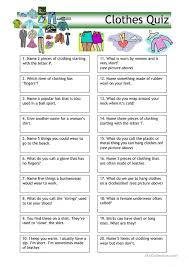 I hope you've done your brain exercises. Quiz Clothes English Esl Worksheets For Distance Learning And Physical Classrooms