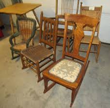 Item 2 5 Antique Rocking Chairs And Antique Oak Glass Ball And Metal Claw Foot Table Located In A Ground Level Antique Rocking Chairs Chair Dining Chairs