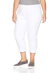 Slim Sation Womens Plus Size Wide Band Pull On Boyfriend Crop Pant