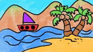 Quinto de primaria by sofiafernandez. Beach Drawing For Kid How To Draw A Beach With Coconut Tree Kids Channel Social Useful Stuff Handy Tips
