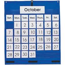 Monthly Calendar 43 Pocket Chart With Day Week Cards Blue