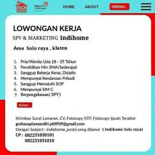 Soalnya, tanpa tip pun gaji teknisi udah gede lho. Lowongan Kerja Spv Marketing Di Graha Sapta Mandiri Lokersemar Id