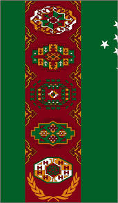 The green color and crescent moon. Turkmenistan