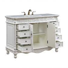 48 Inch White French Country Bathroom Vanity With 8 Drawers And Porcelain Undermount S Single Bathroom Vanity Country Bathroom Vanities French Country Bathroom