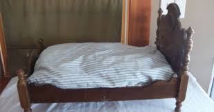 Vintage 4 Post Doll Bed Or Salesman Sample Feather Tick Mattress Doll Bed Vintage Bed Bed