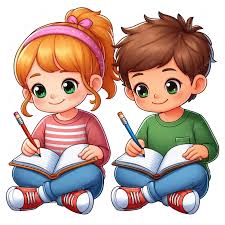 Niños Estudiando O Escribiendo En Un Cuaderno Clipart Hd PNG ...