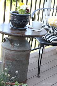 Diy Milk Can Side Table Diy Outdoor Furniture Diy Patio Furniture Antique Milk Can
