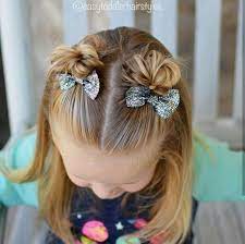 Bow On Pigtail Poofs Baby Hairstyles Easy Toddler Hairstyles Kids Hairstyles