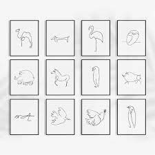 Pablo Picasso Print Animals Abstract Art One Line Drawings Painting Pictures Sketches Minimalist Wall Art Canvas Printspainting Calligraphy - Aliexpress