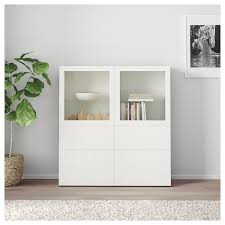Besta Vitrine Weiss Vassviken Klarglas Weiss Thuisdecoratie Wooninrichting Deur Glas