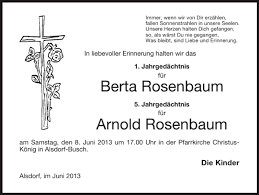 Traueranzeigen von Berta Rosenbaum Arnold Rosenbaum