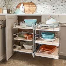 Contractor express cabinets veiled gray shaker assembled plywood 42 in. Pullout 3 Tier Wire Pull Slide Pull Soft Close Blind Corner Optimizer Featuring Gray Or Maple Solid Bottom By Rev A Shelf Kitchensource Com