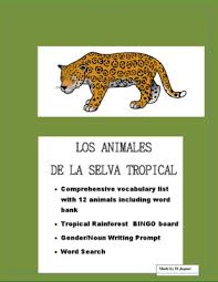 Spanish Earth Day Rainforest Bingo Review Colors Gender Noun Sentences From La Senora H On Teachersnotebook C Rainforest Animals Rainforest 2nd Grade Writing