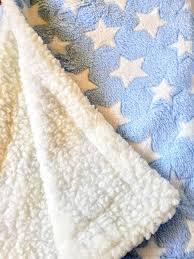Easy to carry attached handle. Cuddle Fleece Super Soft Light Blue White Stars Dog Cat Blanket