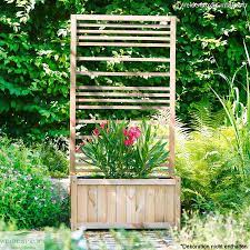 Pflanzkübel holz m mit sichtschutz, oberfläche: Pflanzkasten Holz Mit Rankgitter Folie Naturgeflechte24 De