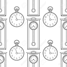 Copy first page onto colored paper (card stock best), 2nd and 3rd pages onto plain white paper, and 4th page onto colored paper (definitely preferably card stock); Pocket Watches And Grandfather Clock Flat Linear Objects Black And White Seamless Pattern For Coloring Book Page Royalty Free Cliparts Vectors And Stock Illustration Image 74811092