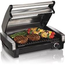 Hamilton Beach Electric Indoor Searing Grill With Removable Plates And Less Smoke Brushed Metal With Glass Viewing Window Model 25361 Walmart Com Indoor Electric Grill Bbq Kitchen Indoor Grill