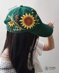Hand Embroidered Sunflower Baseball Cap Women Hats Fashion Embroidered Sunflower Hat Embroidery