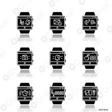 Tres primordiales, tres sublimes, tres menores. Funciones De Seguimiento De Fitness Gota Sombra Negro Iconos Glifos Vector De Stock Crushpixel