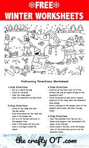 Free Winter Worksheets Following Directions Activities Following Directions Holiday Worksheets