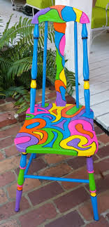 Handpainted Ooak Chair Custom Colorful Painted Chair By Pinkokra Paintedchair Whimsical Painted Furniture Painted Chair Funky Painted Furniture