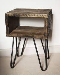 Rustic Bedside Table Industrial Nightstand With Hairpin Legs By Palletablesuk Wrought Iron Table Legs Industrial Bedside Tables Rustic Bedside Table