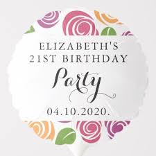 21st Birthday Flowers And Balloons Birthday Flowers Leaves Orange Pink Purple Balloon Zazzle Com Purple Balloons Birthday Flowers Floral Party Decorations