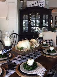 Black And White Buffalo Plaid Fall Decor Love This Thanksgiving Dining Table With The Black And White Buffalo Plaid Fall Decor Black Buffal Fall Dining Room Autumn Dining Easy Fall Decor
