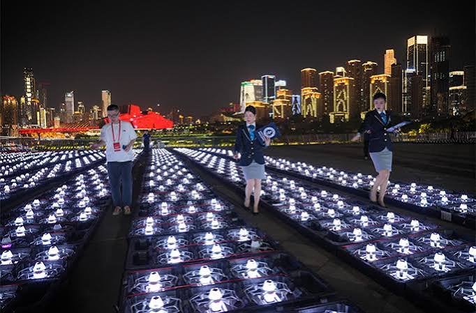 Spectacular light show featuring 11,000 drones creates record-breaking image in the sky | Guinness World Records