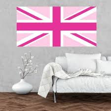 UNION JACK Pink Pastel British Flag Wall Sticker Decal UK Great Britain  Graphic Art Mural Girly Pretty