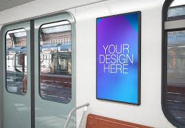Poster On A Train Mockup In 2020 Poster Mockup Poster On Business Cards Creative