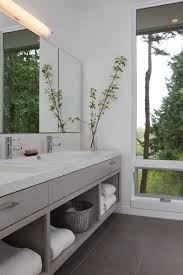 15 Examples Of Bathroom Vanities That Have Open Shelving The Large Open Shelves In This Vanit Open Bathroom Vanity Beautiful Bathroom Vanity Bathroom Vanity