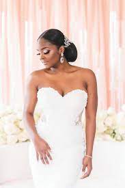 We Are Saying A Big Yes To Love At Olaide And Dapo S White Wedding African American Bride Hairstyles Strapless Dress Hairstyles Bridal Hair Inspiration