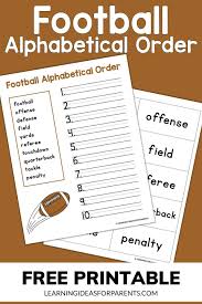 Knowing and using alphabetical order is an essential skill. Football Alphabetical Order Free Printable Learning Ideas For Parents