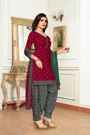 Buy Maroon Green Colored Casual Wear Printed Pure Cotton Dress Material For Womens Online India Best Prices Reviews Peachmode Dress Materials Cotton Dresses How To Wear